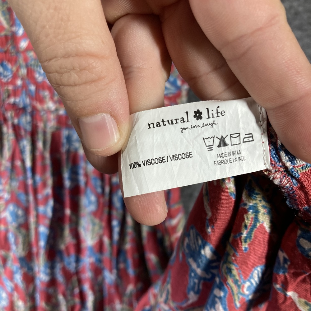 Natural Life Dress Womens Medium Floral Print Maxi Short Sleeve Boho Romantic - Picture 7 of 12